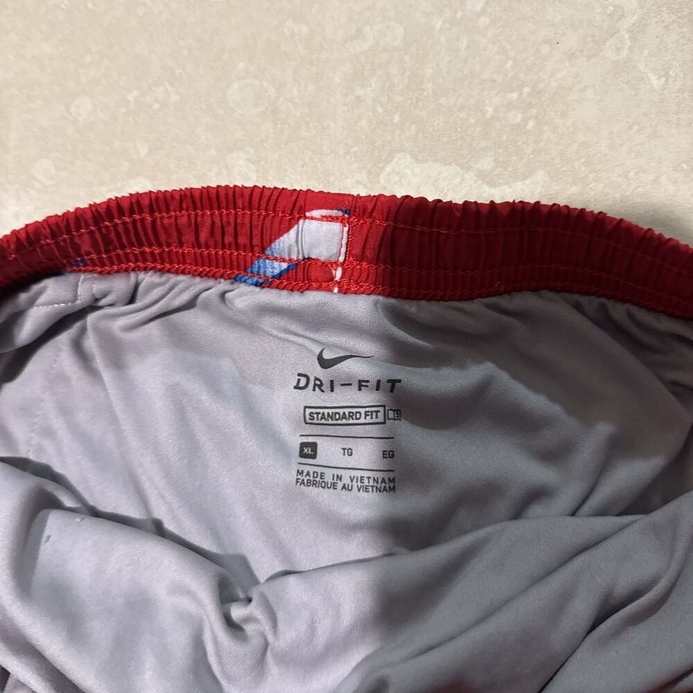 Nike Dri-FIT Standard Fit Red Athletic Shorts with Blue Drawstring - Men's XL - Picture 2 of 5